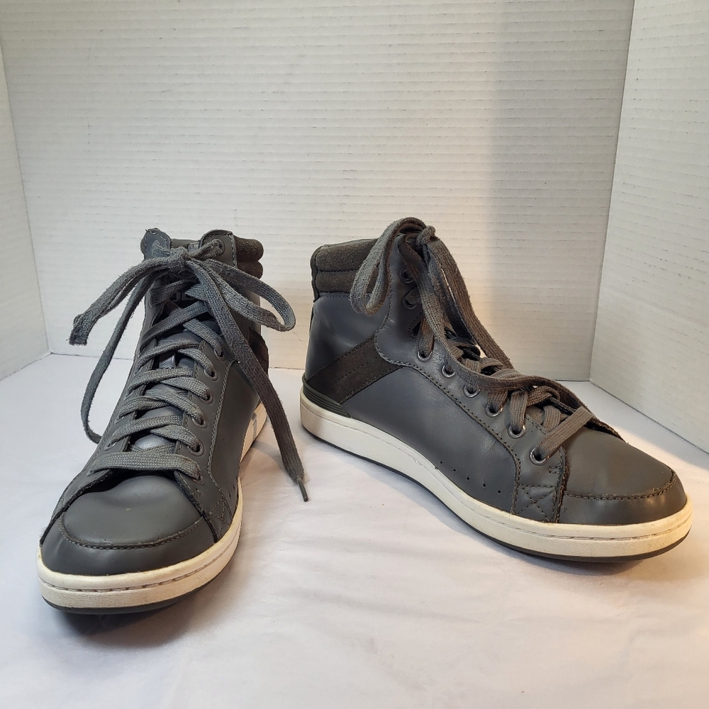 Ralph Lauren Polo Talbert High Top Sneakers Gray & Brown Men's Sz 7.5 Suede Trim